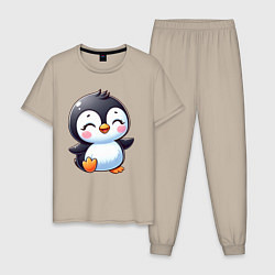 Мужская пижама Маленький радостный пингвинчик