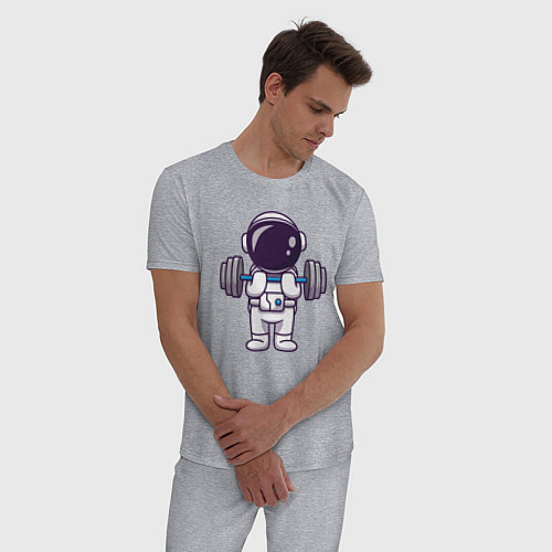 Мужская пижама Космонавт со штангой / Меланж – фото 3