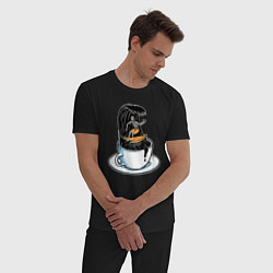 Пижама хлопковая мужская Кофейный серфер, цвет: черный — фото 2