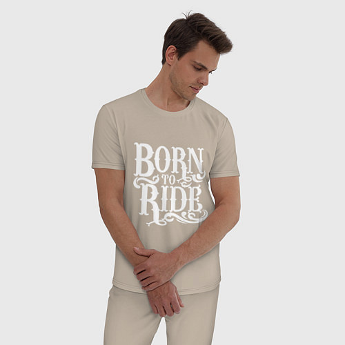 Мужская пижама Born to ride - рожденный ездить / Миндальный – фото 3