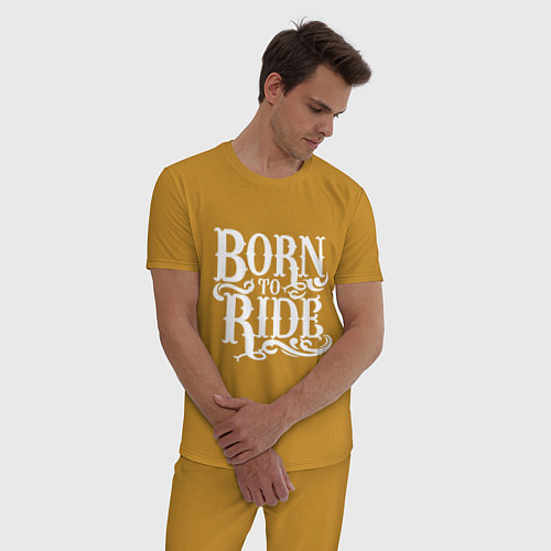 Мужская пижама Born to ride - рожденный ездить / Горчичный – фото 3