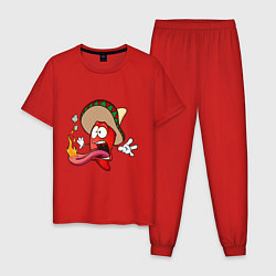 Пижама хлопковая мужская Горячий мексиканский перец, цвет: красный