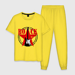 Пижама хлопковая мужская Рок - звезда, цвет: желтый