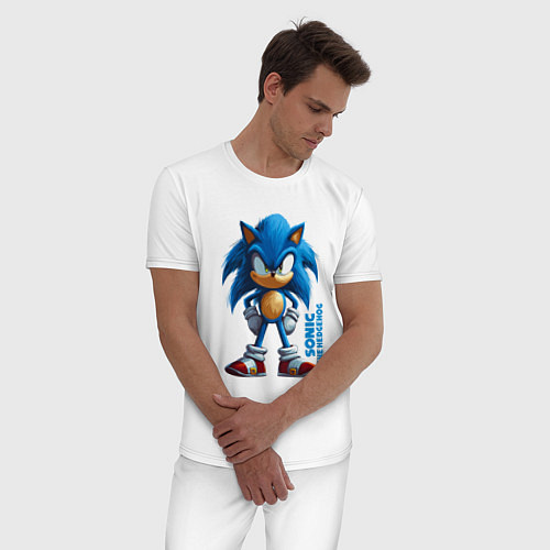 Мужская пижама Sonic - poster style / Белый – фото 3