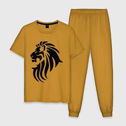 Пижама хлопковая мужская Лев тату, цвет: горчичный