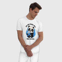 Пижама хлопковая мужская Панда с молоком, цвет: белый — фото 2