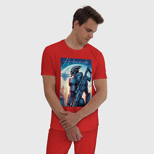Мужская пижама Mass Effect - alien andromeda ai art / Красный – фото 3