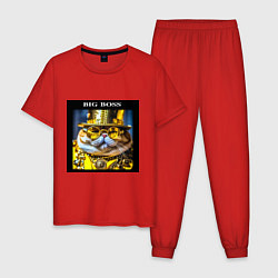 Пижама хлопковая мужская Рыжий кот барон в стиле стимпанк: big boss, цвет: красный