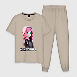 Мужская пижама Minecraft девушка розовые волосы