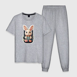 Пижама хлопковая мужская Маленький пушистый кролик, цвет: меланж