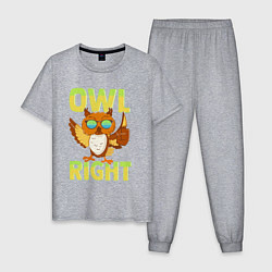 Мужская пижама Owl right - каламбур отлично