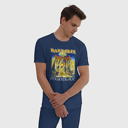 Пижама хлопковая мужская Iron Maiden Powerslave, цвет: тёмно-синий — фото 2