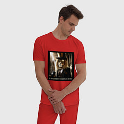 Пижама хлопковая мужская Лев в стиле стимпанк: я не должен нравиться всем, цвет: красный — фото 2