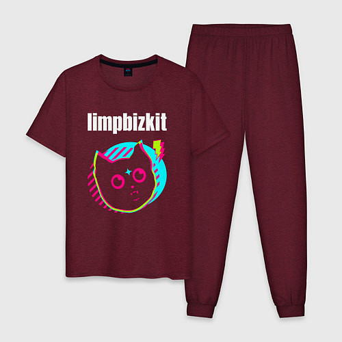 Мужская пижама Limp Bizkit rock star cat / Меланж-бордовый – фото 1