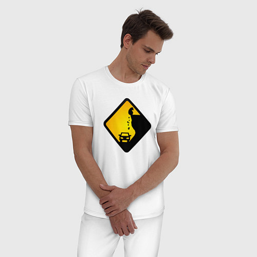 Мужская пижама Знаки опасности - медведь / Белый – фото 3