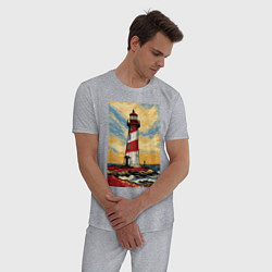 Пижама хлопковая мужская Маяк Ван Гога, цвет: меланж — фото 2