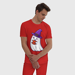 Пижама хлопковая мужская Добрый призрак, цвет: красный — фото 2