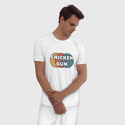 Пижама хлопковая мужская Chicken gun круги, цвет: белый — фото 2