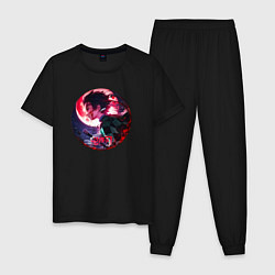 Пижама хлопковая мужская Клинок, рассекающий демонов - Tanjirou Kamado, цвет: черный