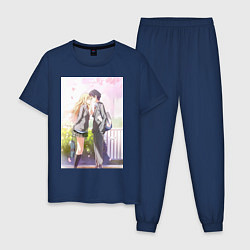Пижама хлопковая мужская Твоя апрельская ложь Косэй Арима Каори Миядзоно, цвет: тёмно-синий