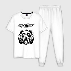 Пижама хлопковая мужская Skillet - rock panda, цвет: белый