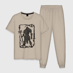 Пижама хлопковая мужская Skeleton warrior, цвет: миндальный