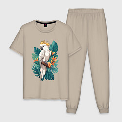 Мужская пижама Попугай какаду и тропические листья