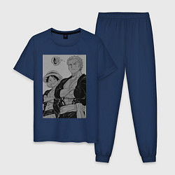 Пижама хлопковая мужская Луффи Зоро, цвет: тёмно-синий
