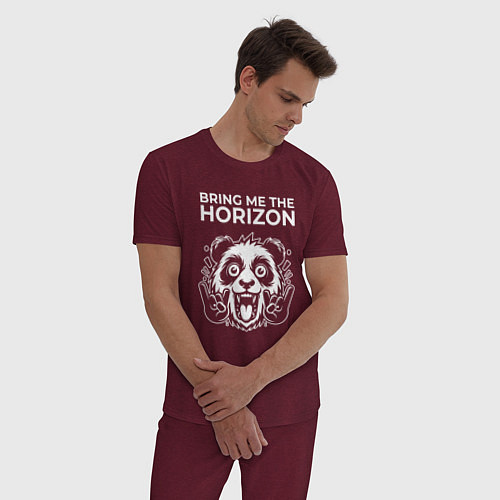 Мужская пижама Bring Me the Horizon rock panda / Меланж-бордовый – фото 3