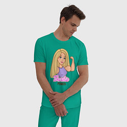 Пижама хлопковая мужская Barbie power, цвет: зеленый — фото 2