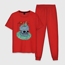 Пижама хлопковая мужская Мёртвая рыбалка, цвет: красный