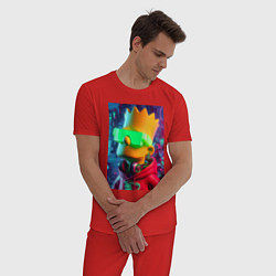 Пижама хлопковая мужская Чувак Барт Симпсон - нейросеть, цвет: красный — фото 2