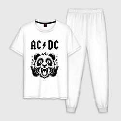 Пижама хлопковая мужская AC DC - rock panda, цвет: белый