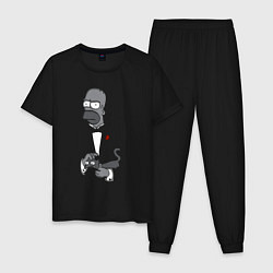 Пижама хлопковая мужская Homer godfather, цвет: черный