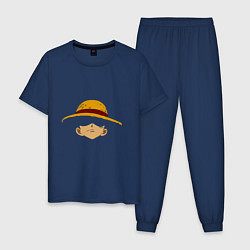 Пижама хлопковая мужская Луффи Монки соломенная шляпа, цвет: тёмно-синий