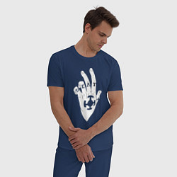 Пижама хлопковая мужская Трафальгар Д Ватер Ло руки, цвет: тёмно-синий — фото 2