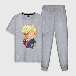 Пижама хлопковая мужская Мистер Трамп, цвет: меланж