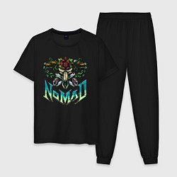 Пижама хлопковая мужская Skull bike nomad, цвет: черный