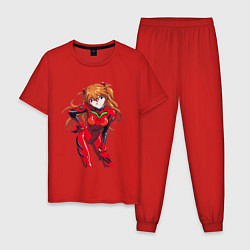 Пижама хлопковая мужская Евангелион Аска Лэнгли Сорью, цвет: красный