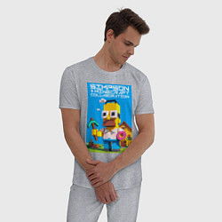 Пижама хлопковая мужская Homer Simpson and Minecraft - collaboration ai art, цвет: меланж — фото 2