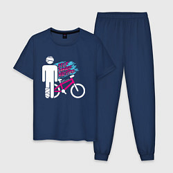 Пижама хлопковая мужская Sports mechanics Bicyclist, цвет: тёмно-синий