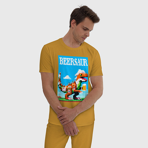 Мужская пижама Beersaur - pixel art / Горчичный – фото 3