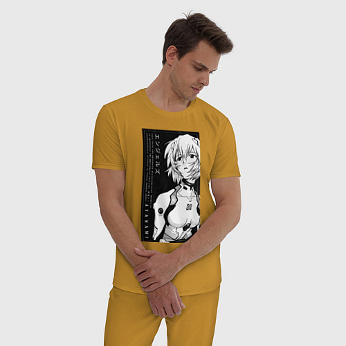Мужская пижама Евангелион Рей Аянами пилот / Горчичный – фото 3