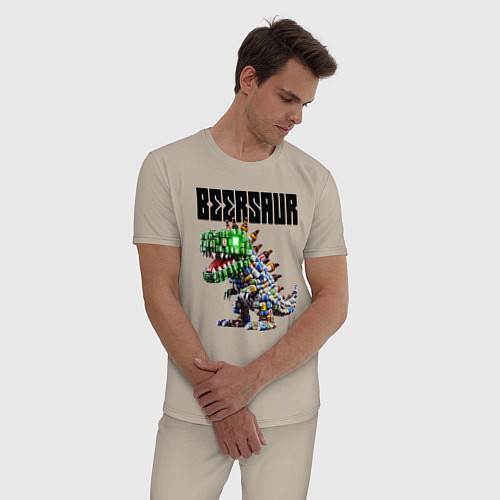 Мужская пижама Beersaur - meme ai art / Миндальный – фото 3