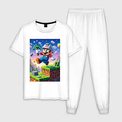 Мужская пижама Марио и Майнкрафт - коллаба