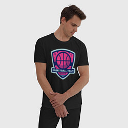 Пижама хлопковая мужская Баскетбольная командная лига, цвет: черный — фото 2