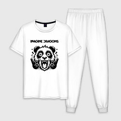 Пижама хлопковая мужская Imagine Dragons - rock panda, цвет: белый
