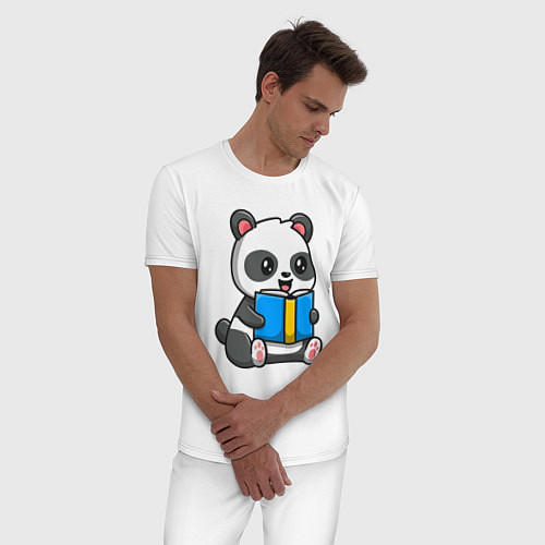 Мужская пижама Панда читает / Белый – фото 3