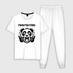 Пижама хлопковая мужская Foo Fighters - rock panda, цвет: белый