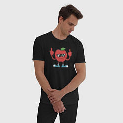 Пижама хлопковая мужская Apple fuck, цвет: черный — фото 2